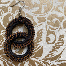 Load image into Gallery viewer, Black Woven Grass DOUBLE HOOP earrings