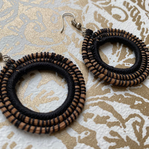 Black Woven Grass HOOP earrings