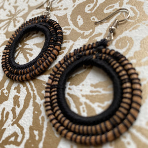 Black Woven Grass HOOP earrings