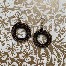 Load image into Gallery viewer, Black Woven Grass HOOP earrings