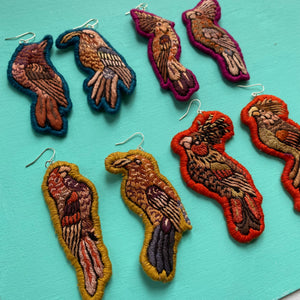 Small Embroidered Bird earrings